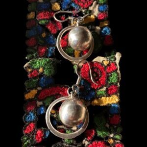 925 Mexican silver pierced earrings hoop with balls